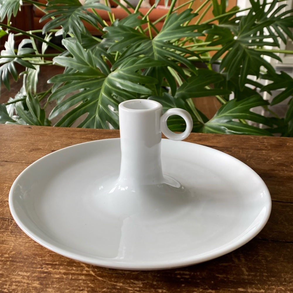 IKEA Oversized White Ceramic Candlestick Holder 10”